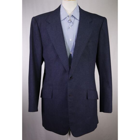 Johney Chang Custom Tailor Blazer Blue Fleece Wool 2-Btn Jacket Bespoke 46L - Picture 2 of 9